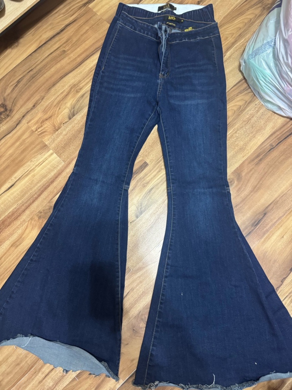 High-Rise Dark Blue Flare Jeans for Women